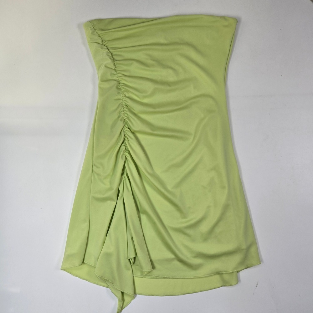 Oh Polly Dress Women 6 Lime Green Strapless Ruched Side Asymmetric Mini Party